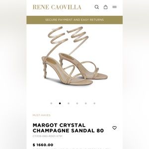 RENÉ CAOVILLA MARGOT CLEO 80mm Beige Gold Sandal size 39.5